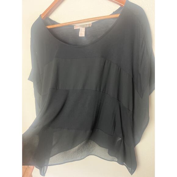 Love 21 Forever 21 Sheer Black Panel Poncho Top Sz Medium Black - Picture 6 of 9